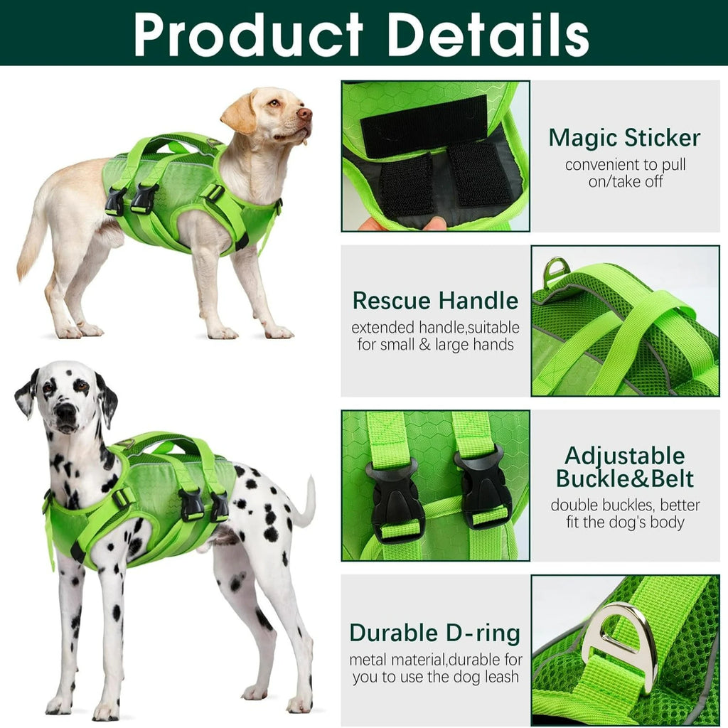 High-Flotation Dog Life Jacket — Adjustable, Reflective & Lightweight